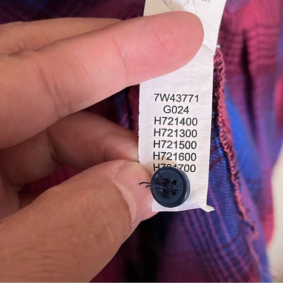 Lucky Brand Purple/Pink Plaid Embellished Long Sleeve Popover Top Size XL - Picture 12 of 13